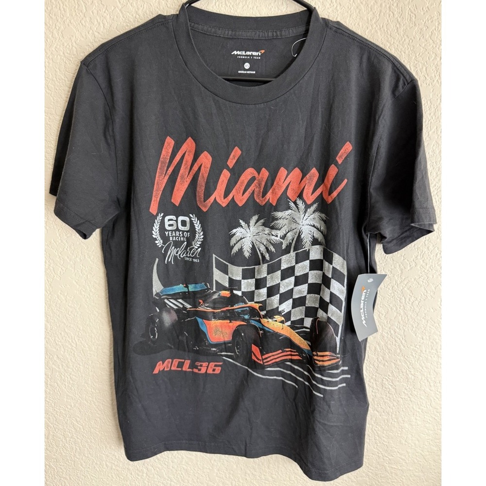 McLaren F1 T Shirt XS Mens Official Product Black Miami Lando Norris Racing NWT